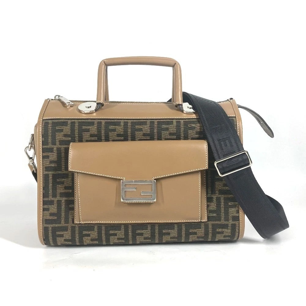 FENDI ZUCCA SOFT TRUNK BAG 2WAY BAG: FENDI Zucca SOFT TRUNK Bag 2WAY Bag Brand: FENDI Type/Style: Hand Bag Material: Leather/Canvas Color: Brown/Beige Size: W12.0xH8.7xD5.7inch / W30.5cmxH22cmxD14.5cm Accessories: None Access