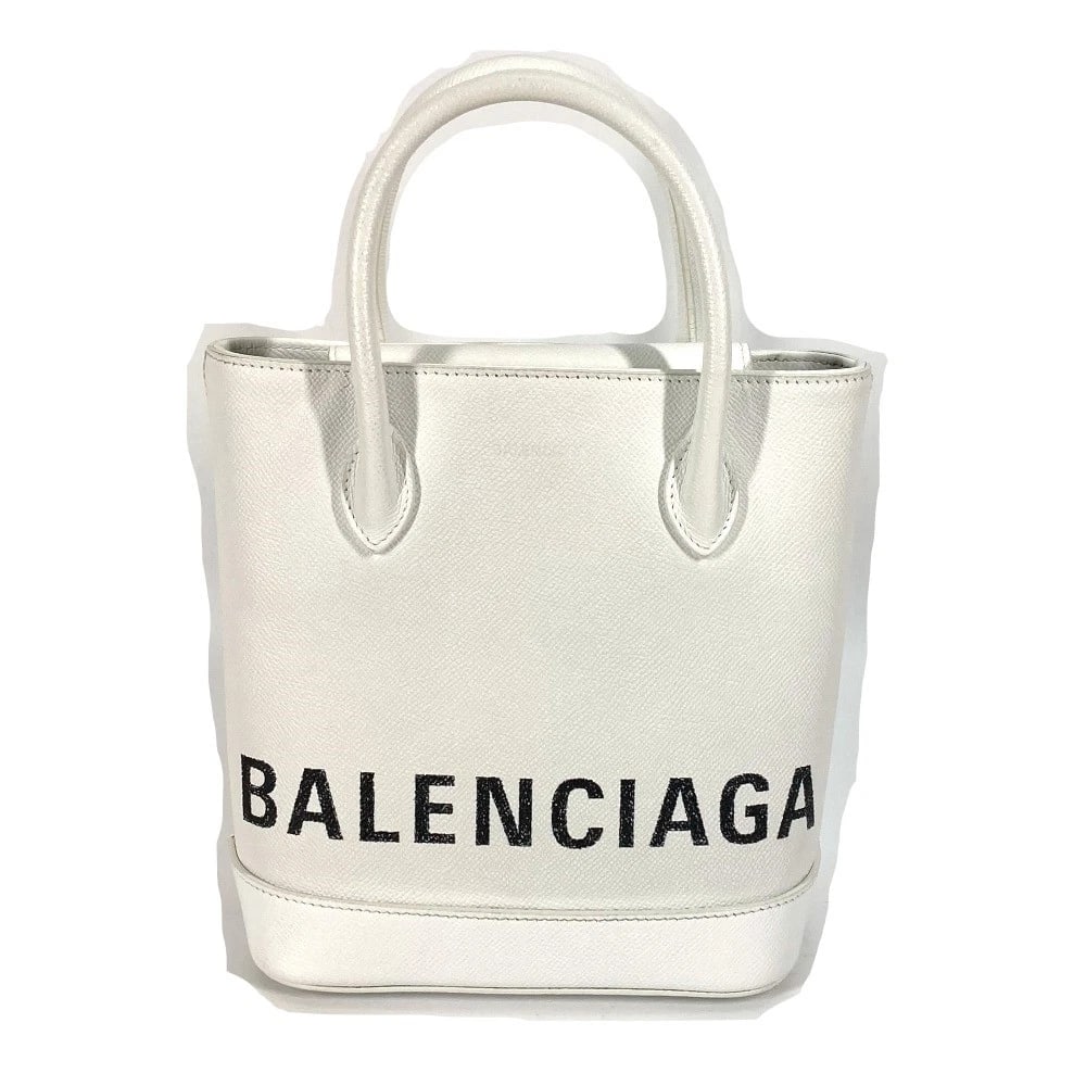 BALENCIAGA LOGO VILLE XXS 2WAY HAND BAG TOTE BAG: BALENCIAGA logo Ville XXS 2WAY Hand Bag Tote Bag Brand: BALENCIAGA Type/Style: Shoulder bag Material: Leather Color: white x Black Size: W7.3xH3.9xD8.3inch / W18.5cmxH10cmxD21cm Accessories: None