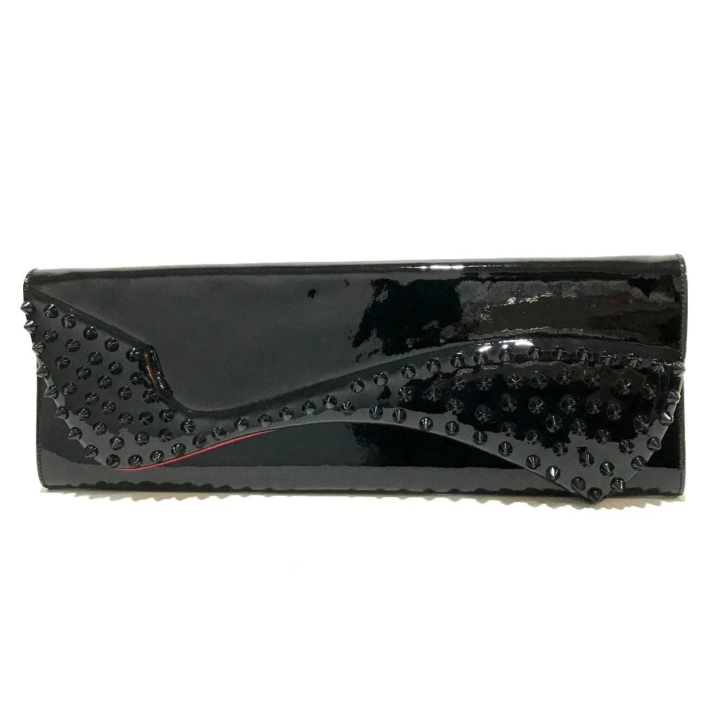 CHRISTIAN LOUBOUTIN SPIKE STUDS PIGALLE PARTY BAG: Christian Louboutin Spike studs Pigalle Party bag Brand: Christian Louboutin Type/Style: Clutch bag Material: patent leather Color: Black Size: W11.8xH4.2xD0.8inch / W30cmxH10.7cmxD2cm Accessories: