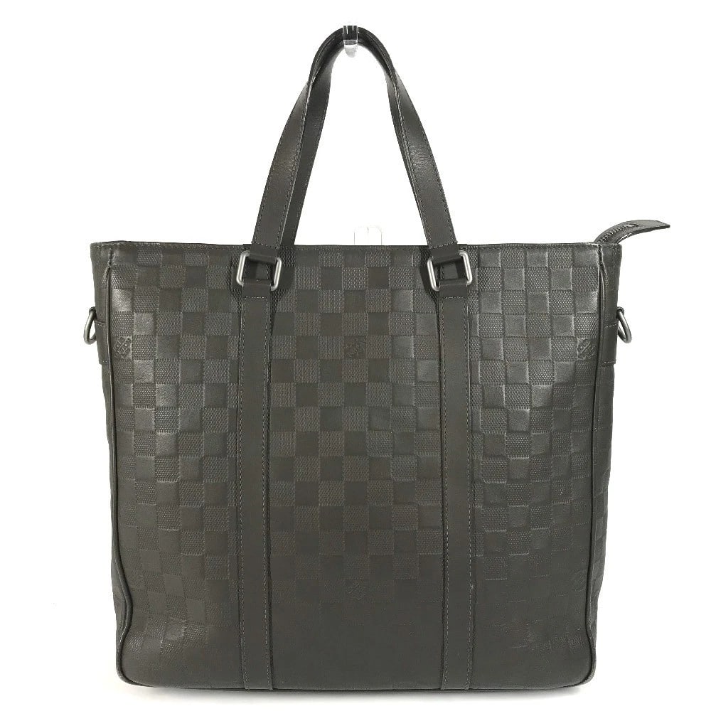 LOUIS VUITTON DAMIER-INFINI TADAO PM BAG: LOUIS VUITTON Damier-Infini Tadao PM Bag Brand: Louis Vuitton Type/Style: Hand Bag Material: Damier InfiniLeather Color: Meteor / Brown Size: W13.4xH12.6xD3.3inch / W34cmxH32cmxD8.5cm Accessories: