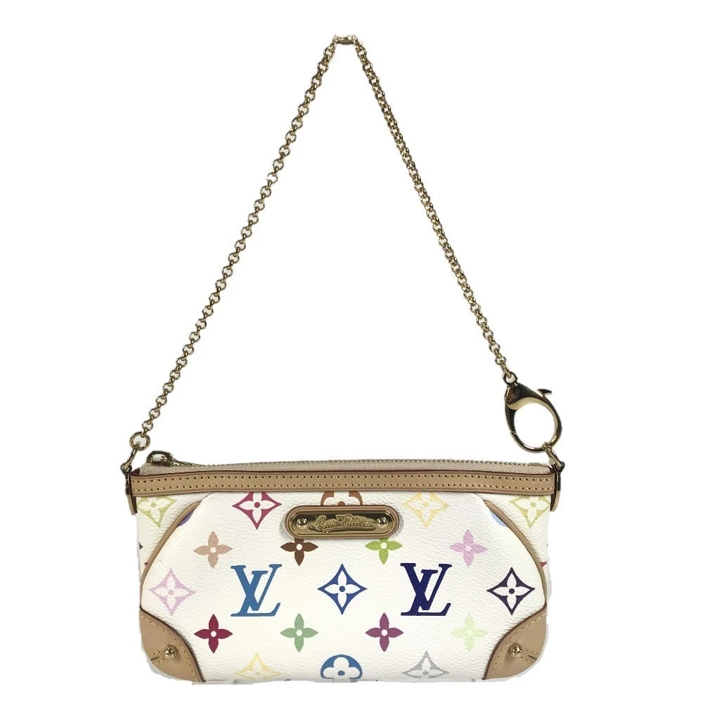 LOUIS VUITTON MONOGRAMMULTICOLORE POCHETTE MIRA MM POUCH: LOUIS VUITTON MonogramMulticolore Pochette Mira MM Pouch Brand: Louis Vuitton Type/Style: Shoulder Bag Material: MonogramMulticoloreCanvas Color: Blanc / White Size: W7.9xH3.9inch / W20cmxH10cm