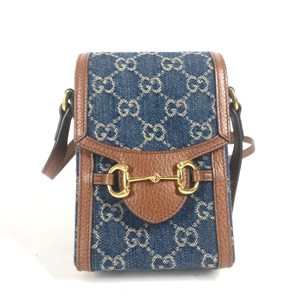 GUCCI GGDENIM HORSEBIT MINI BAG: GUCCI GGDenim Horsebit mini bag Brand: GUCCI Type/Style: Shoulder Bag Material: Denim / Leather Color: Blue / Brown Size: W4.3xH6.7xD1.8inch / W11cmxH17cmxD4.5cm Accessories: None Accessor