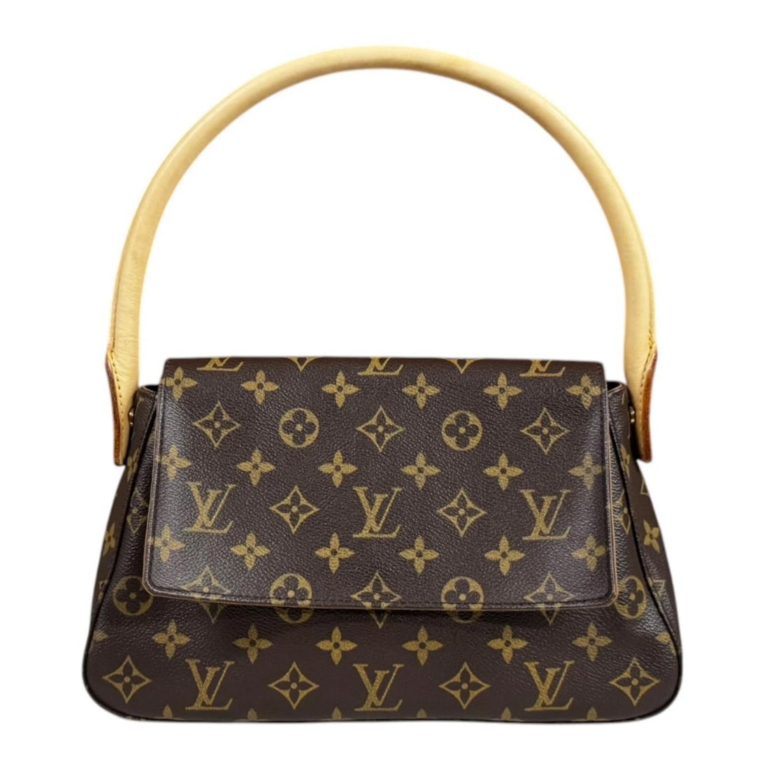 LOUIS VUITTON HANDBAG MONOGRAM CANVAS MINI LOOPING: LOUIS VUITTON Handbag Monogram canvas Mini looping Brand: LOUIS VUITTON Type/Style: Handbag Material: Exterior Material Monogram canvas Color: Exterior color Brown Size: W11.0 x H5.9 x D3.1inch Handle