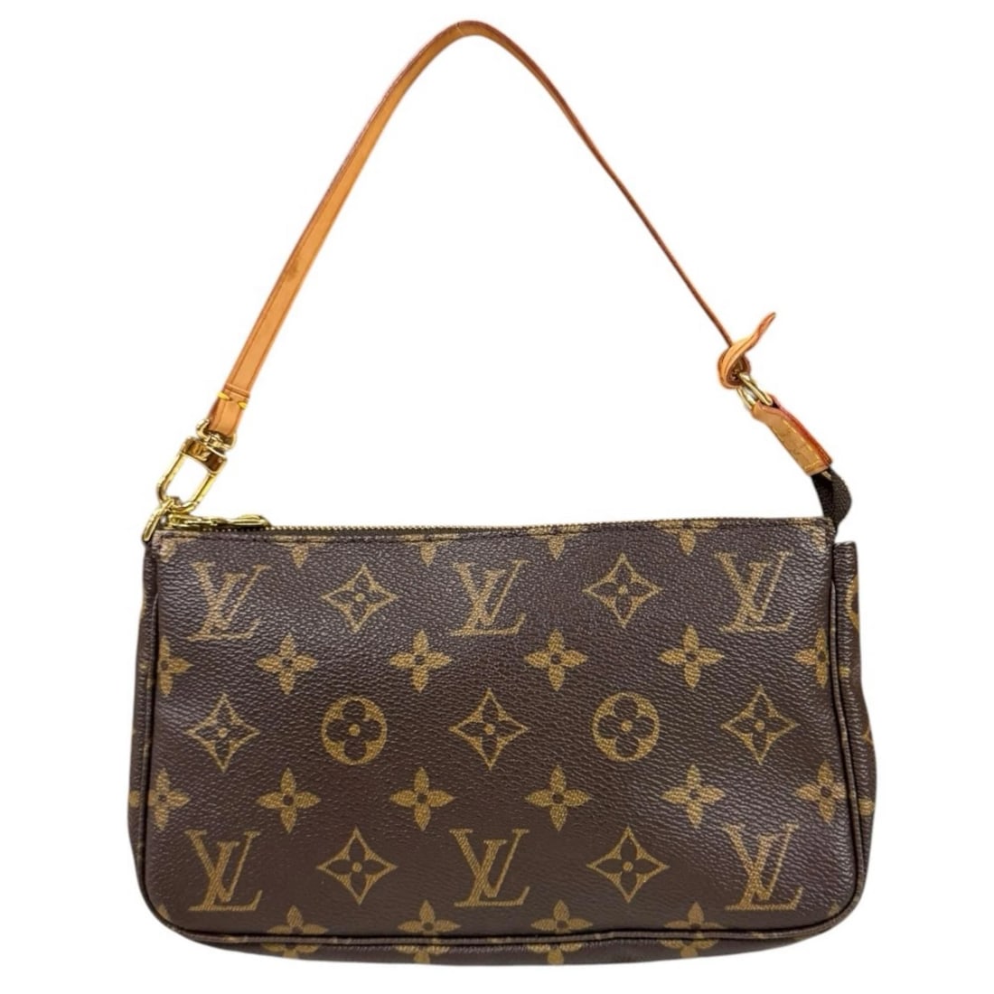 LOUIS VUITTON HANDBAG MONOGRAM CANVAS POCHETTE: LOUIS VUITTON Handbag Monogram canvas Pochette Brand: LOUIS VUITTON Type/Style: Handbag Material: Exterior Material Monogram canvas Color: Exterior color Brown Size: W8.3 x H5.1 x D1.2inch Handle:12.2