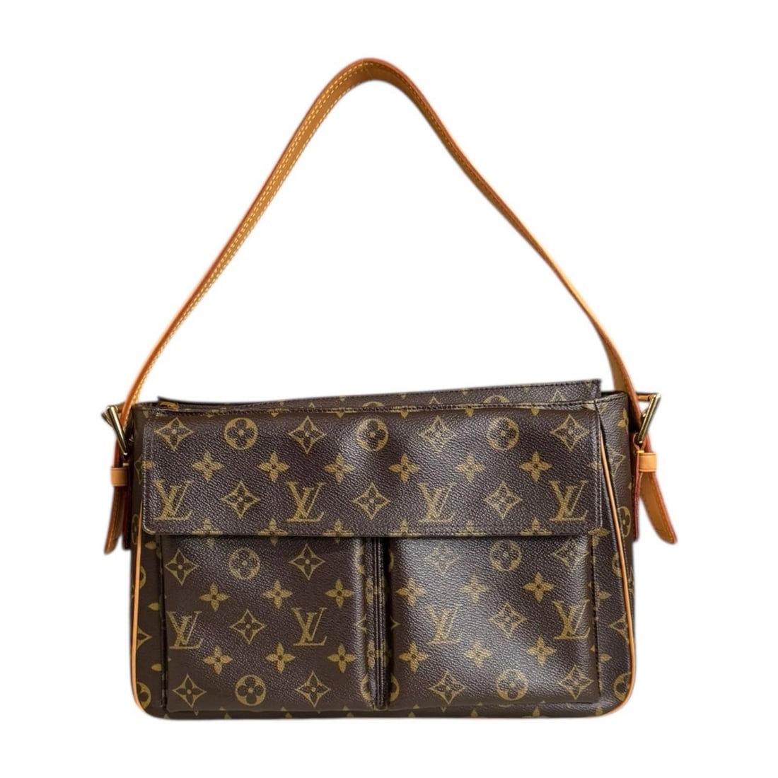 LOUIS VUITTON SHOULDER BAG MONOGRAM CANVAS: LOUIS VUITTON Shoulder Bag Monogram canvas Brand: LOUIS VUITTON Type/Style: Shoulder Bag Material: Exterior Material Monogram canvas Color: Exterior color Brown Size: W12.2 x H7.9 x D3.7inch Acces