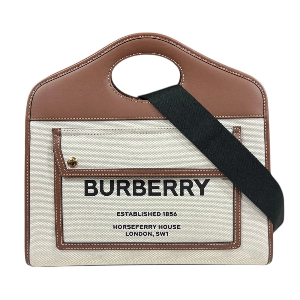 BURBERRY MEDIUM SHOULDER BAG CANVAS LEATHER: BURBERRY medium Shoulder Bag canvas leather Brand: BURBERRY Type/Style: Shoulder Bag Material: Exterior Material canvas Color: Exterior color Brown Size: W12.2 x H11.8 x D4.3inch Accessories: None