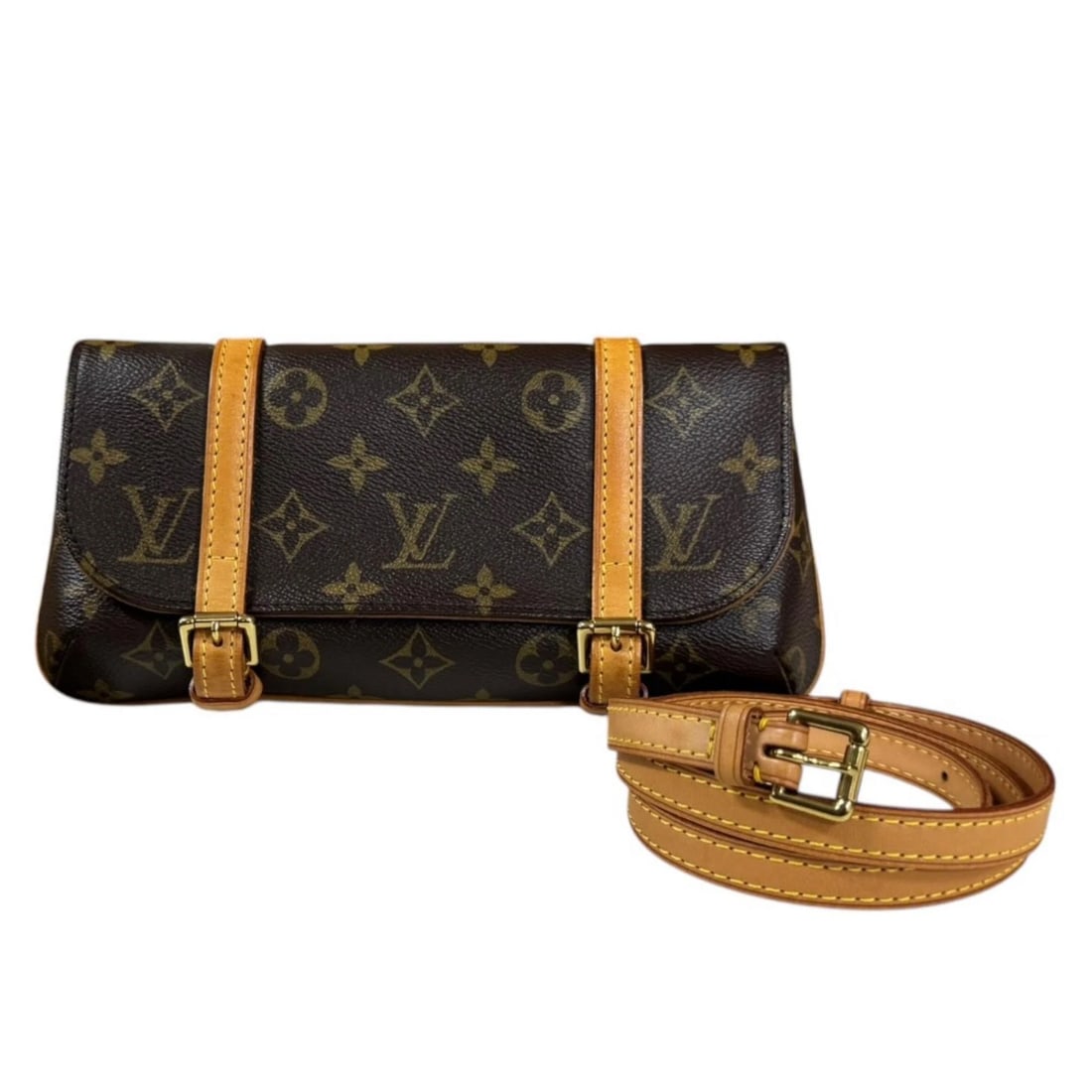 LOUIS VUITTON WAIST BAG MONOGRAM CANVAS: LOUIS VUITTON Waist bag Monogram canvas Brand: LOUIS VUITTON Type/Style: Waist bag Material: Exterior Material Monogram canvas Color: Exterior color Brown Size: W9.4 x H4.5 x D1.2inch Accessories: