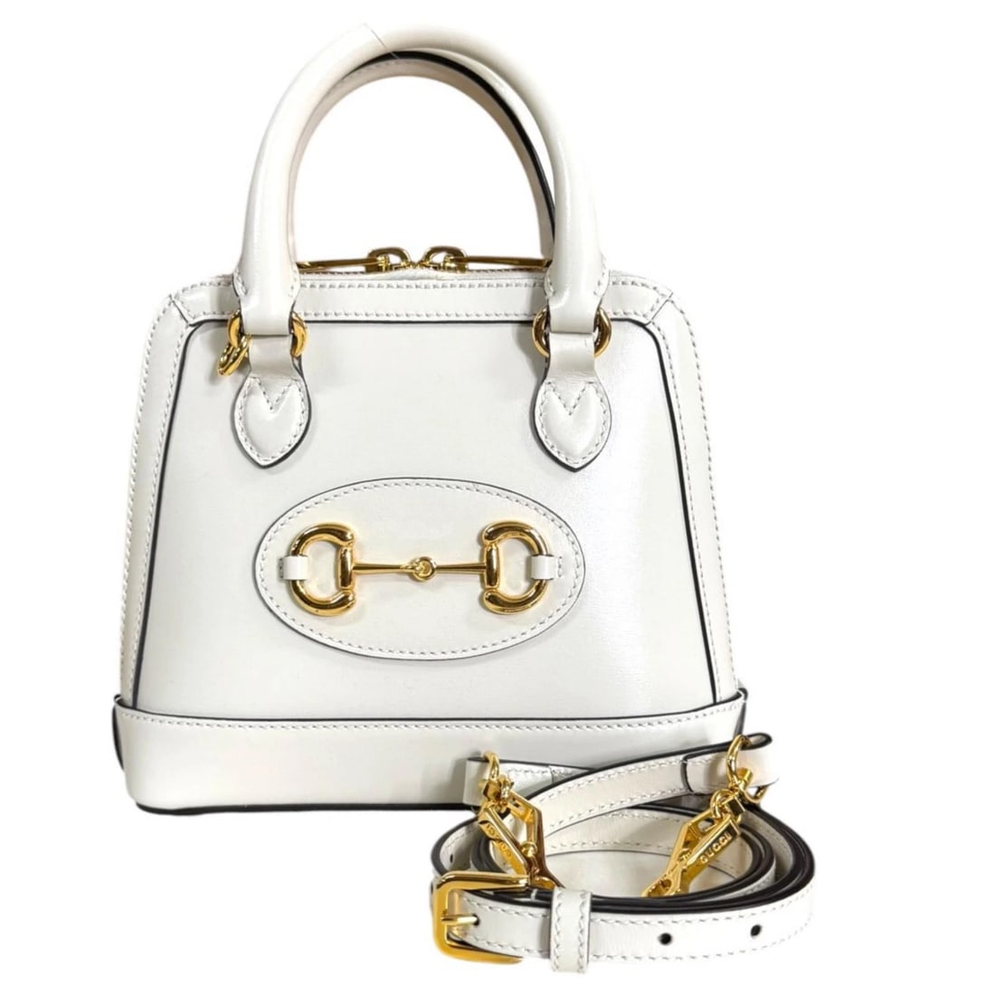 GUCCI SHOULDER BAG LEATHER: GUCCI Shoulder Bag leather Brand: GUCCI Type/Style: Shoulder Bag Material: Exterior Material leather Color: Exterior color white Size: W7.9 x H7.5 x D2.8inch Handle:11.0inch Accessories: None