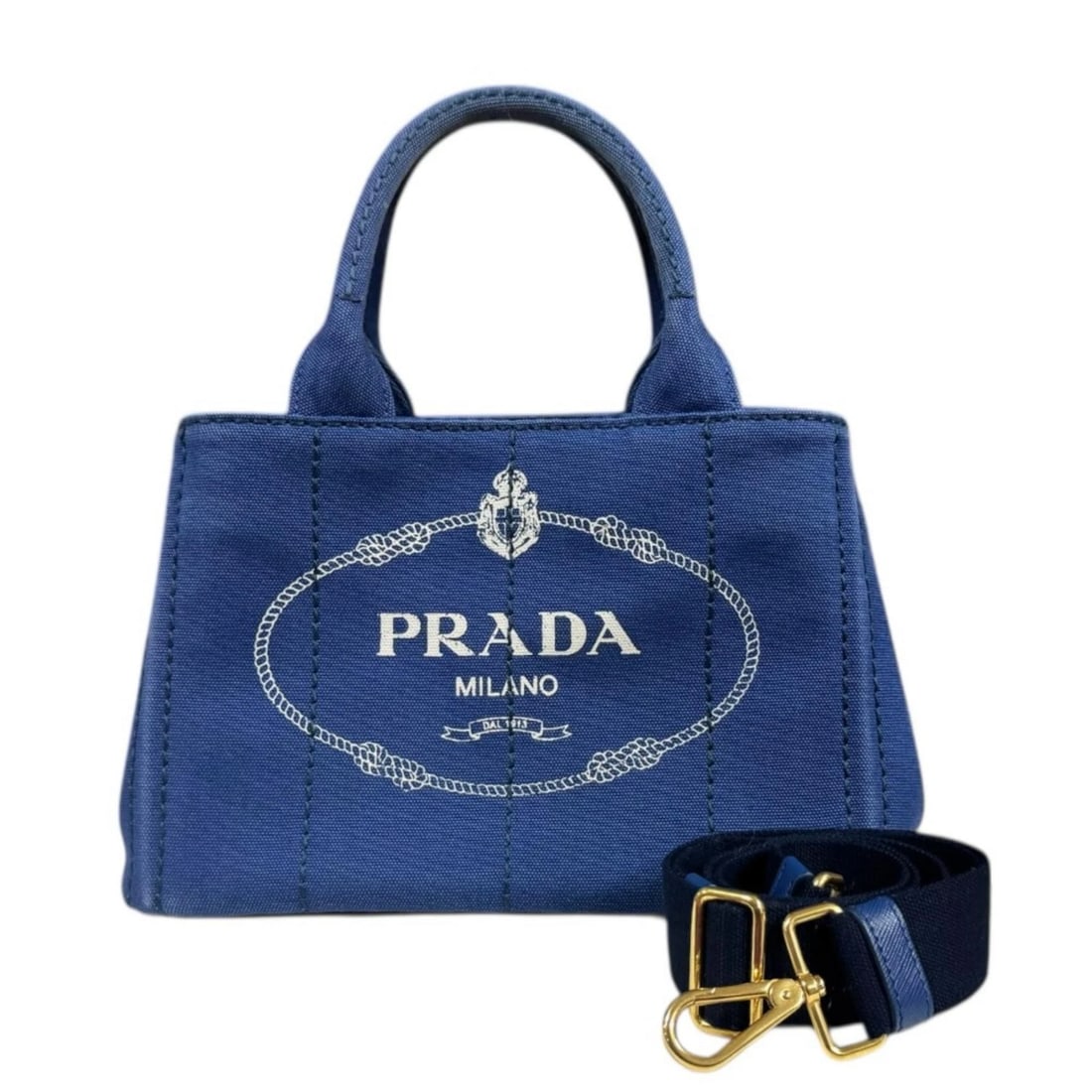 PRADA SHOULDER BAG CROSS BODY CANVAS: PRADA Shoulder Bag Cross Body canvas Brand: PRADA Type/Style: Shoulder Bag Material: Exterior Material canvas Color: Exterior color BLUETTE Size: W11.4 x H7.1 x D6.3inch Handle:11.8inch Accessorie