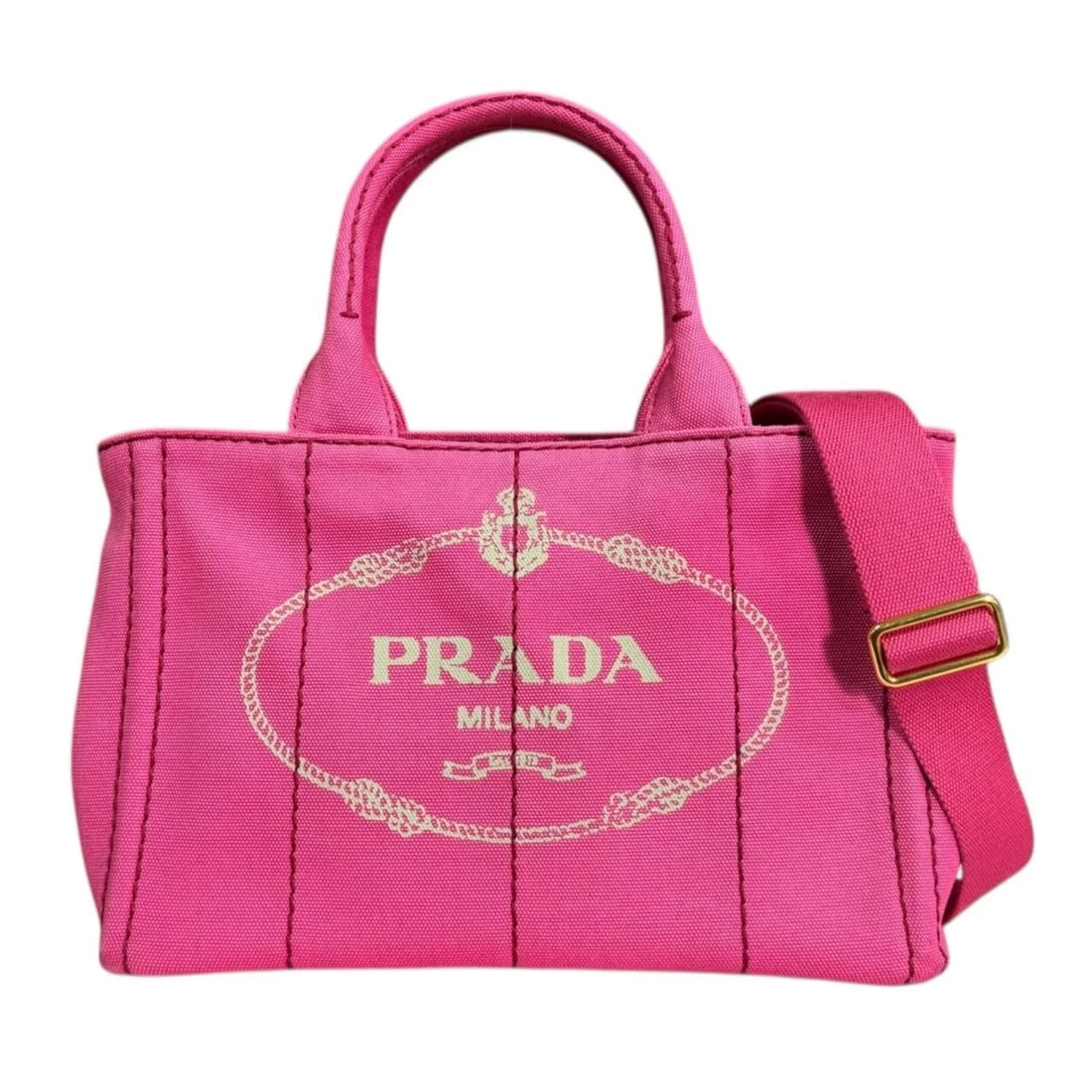 PRADA SHOULDER BAG CROSS BODY CANVAS: PRADA Shoulder Bag Cross Body canvas Brand: PRADA Type/Style: Shoulder Bag Material: Exterior Material canvas Color: Exterior color PEONIA Size: W11.0 x H7.1 x D5.9inch Handle:11.4inch Accessories: