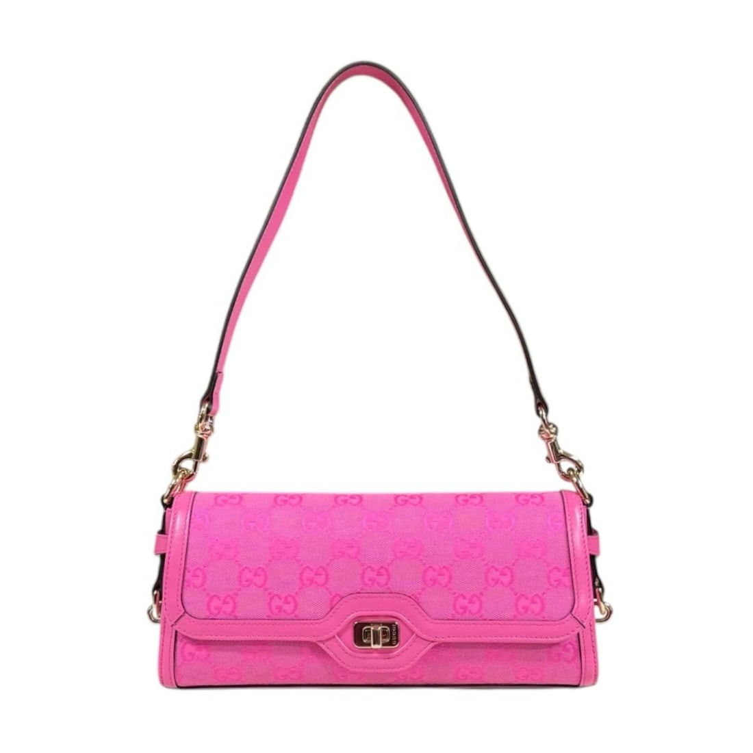 GUCCI SHOULDER BAG GG CANVAS LEATHER MINI SHOULDER BAG: GUCCI Shoulder Bag GG canvas leather Mini Shoulder Bag Brand: GUCCI Type/Style: Shoulder Bag Material: Exterior Material GG canvas Color: Exterior color pink Size: W10.6 x H4.7 x D2.4inch Accessor