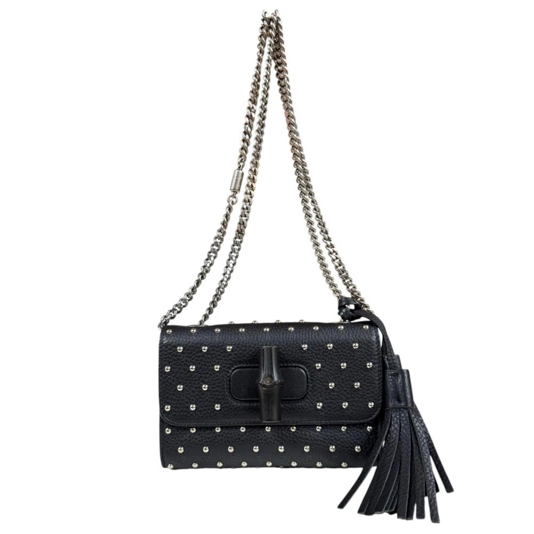 GUCCI STUDS SHOULDER BAG CROSS BODY LEATHER: GUCCI Studs Shoulder Bag Cross Body leather Brand: GUCCI Type/Style: Shoulder Bag Material: Exterior Material leather Color: Exterior color black Size: W6.9 x H4.5 x D2.0inch Accessories: None