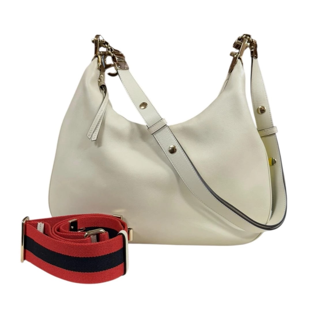 GUCCI SHOULDER BAG LEATHER 2WAY ATTACHE MEDIUM: GUCCI Shoulder Bag leather 2way Attache Medium Brand: GUCCI Type/Style: Shoulder Bag Material: Exterior Material leather Color: Exterior color white Size: W13.4 x H11.8 x D2.0inch Accessories: Non