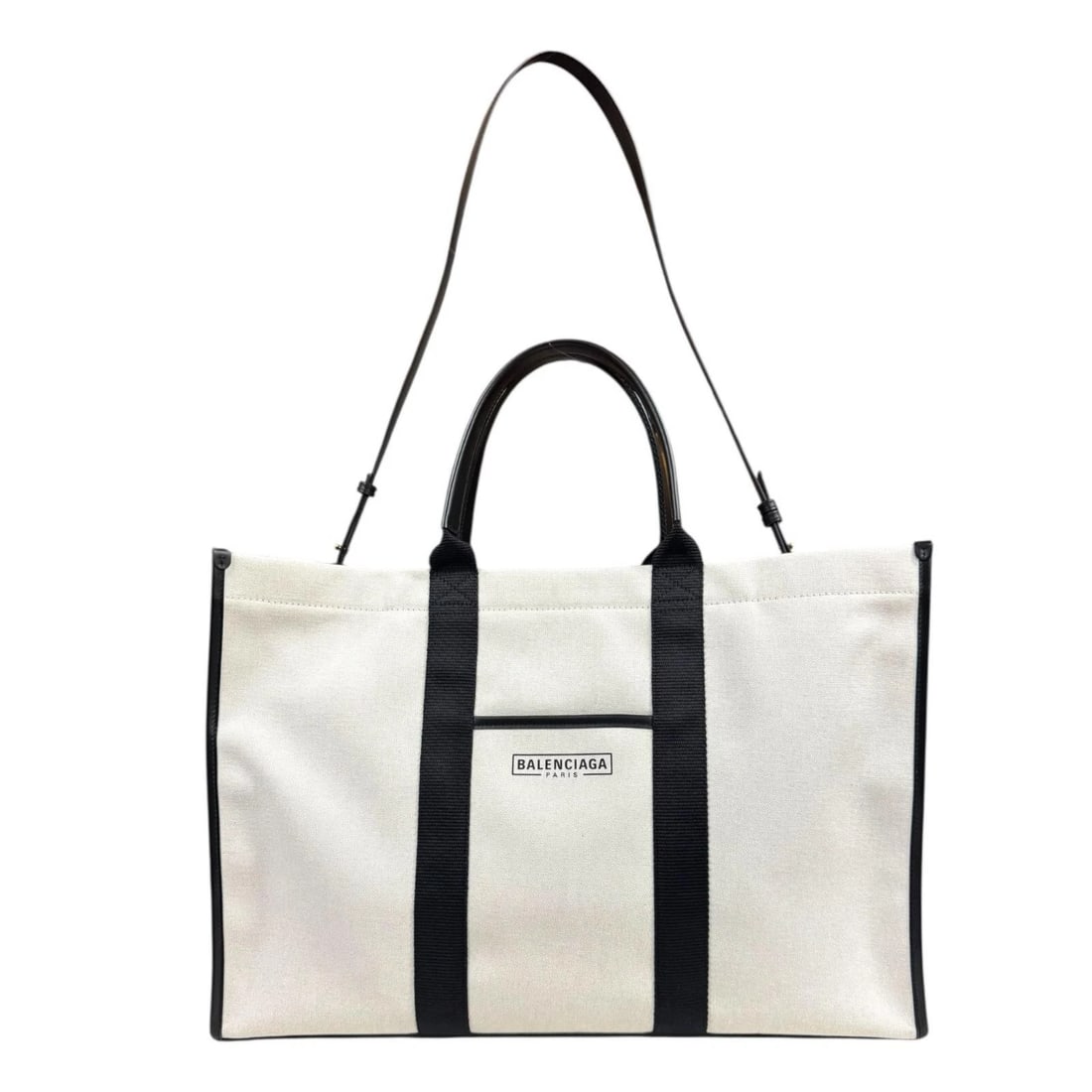 BALENCIAGA SHOULDER BAG CANVAS 2WAY LARGE TOTE: BALENCIAGA Shoulder Bag canvas 2way Large Tote Brand: BALENCIAGA Type/Style: Shoulder Bag Material: Exterior Material canvas Color: Exterior color white Size: W18.9 x H13.0 x D5.9inch Handle:15.0inch 