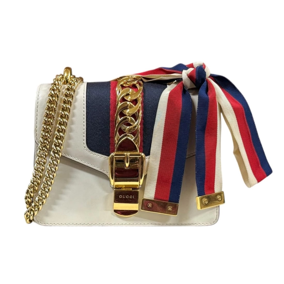 GUCCI SHOULDER BAG LEATHER CHAIN: GUCCI Shoulder Bag leather Chain Brand: GUCCI Type/Style: Shoulder Bag Material: Exterior Material leather Color: Exterior color Ivory Size: W7.1 x H5.5 x D2.6inch Accessories: None Access