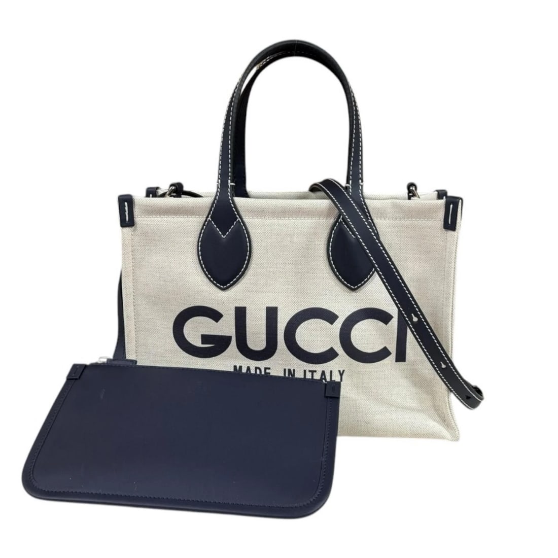 GUCCI SHOULDER BAG CROSS BODY CANVAS LEATHER: GUCCI Shoulder Bag Cross Body canvas leather Brand: GUCCI Type/Style: Shoulder Bag Material: Exterior Material canvas Color: Exterior color Navy Size: W10.6 x H7.5 x D4.7inch Handle:11.4inch Acces