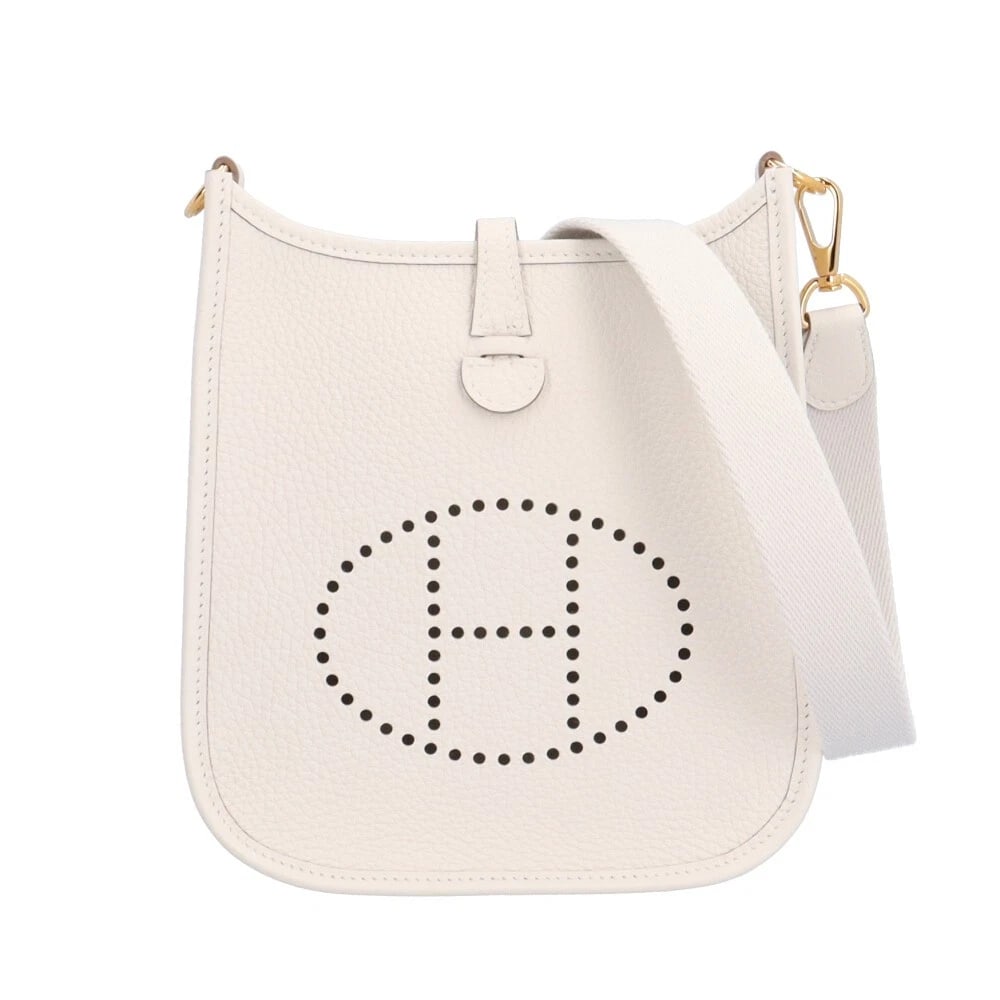 HERMES SHOULDER BAG CROSS BODY LEATHER EVELYN TPM: HERMES Shoulder Bag Cross Body leather Evelyn TPM Brand: HERMES Type/Style: Shoulder Bag Material: Exterior Material leather Color: Exterior color white Size: W6.7 x H7.7 x D2.0inch Accessories: N