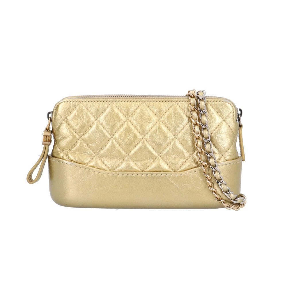 CHANEL SHOULDER BAG LEATHER CHAIN WALLET: CHANEL Shoulder Bag leather Chain wallet Brand: CHANEL Type/Style: Shoulder Bag Material: Exterior Material leather Color: Exterior color gold Size: W7.1 x H4.1 x D2.4inch Accessories: None