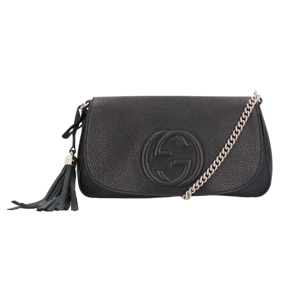 GUCCI SHOULDER BAG CROSS BODY LEATHER CHAIN: GUCCI Shoulder Bag Cross Body leather Chain Brand: GUCCI Type/Style: Shoulder Bag Material: Exterior Material leather Color: Exterior color black Size: W10.6 x H5.5 x D2.0inch Accessories: None
