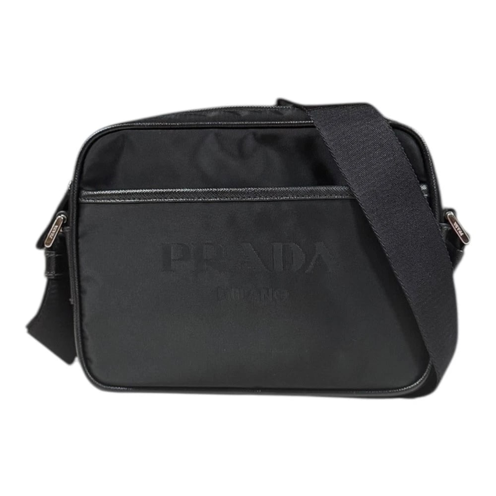 PRADA SHOULDER BAG CROSS BODY NYLON: PRADA Shoulder Bag Cross Body Nylon Brand: PRADA Type/Style: Shoulder Bag Material: Exterior Material Nylon Color: Exterior color black Size: W7.9 x H5.9 x D2.0inch Accessories: None Acces