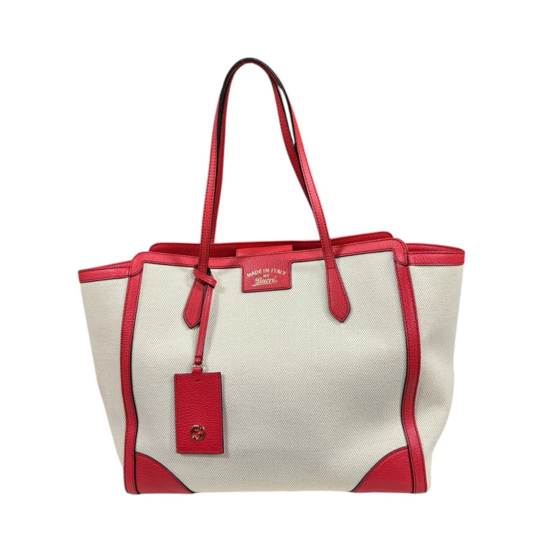 GUCCI TOTE BAG CANVAS LEATHER SWING: GUCCI Tote Bag canvas leather Swing Brand: GUCCI Type/Style: Tote Bag Material: Exterior Material canvas Color: Exterior color Ivory Size: W20.5 x H11.4 x D6.3inch Accessories: None Accesso