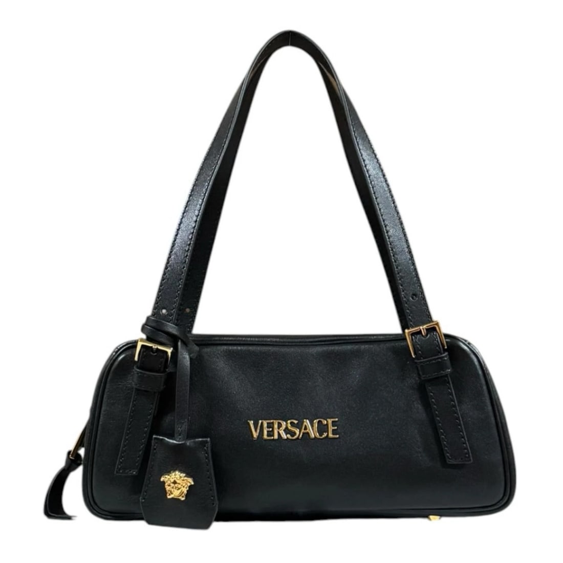 VERSACE HANDBAG LEATHER TAG NAPPA BOWLING BAG (1 of 5)