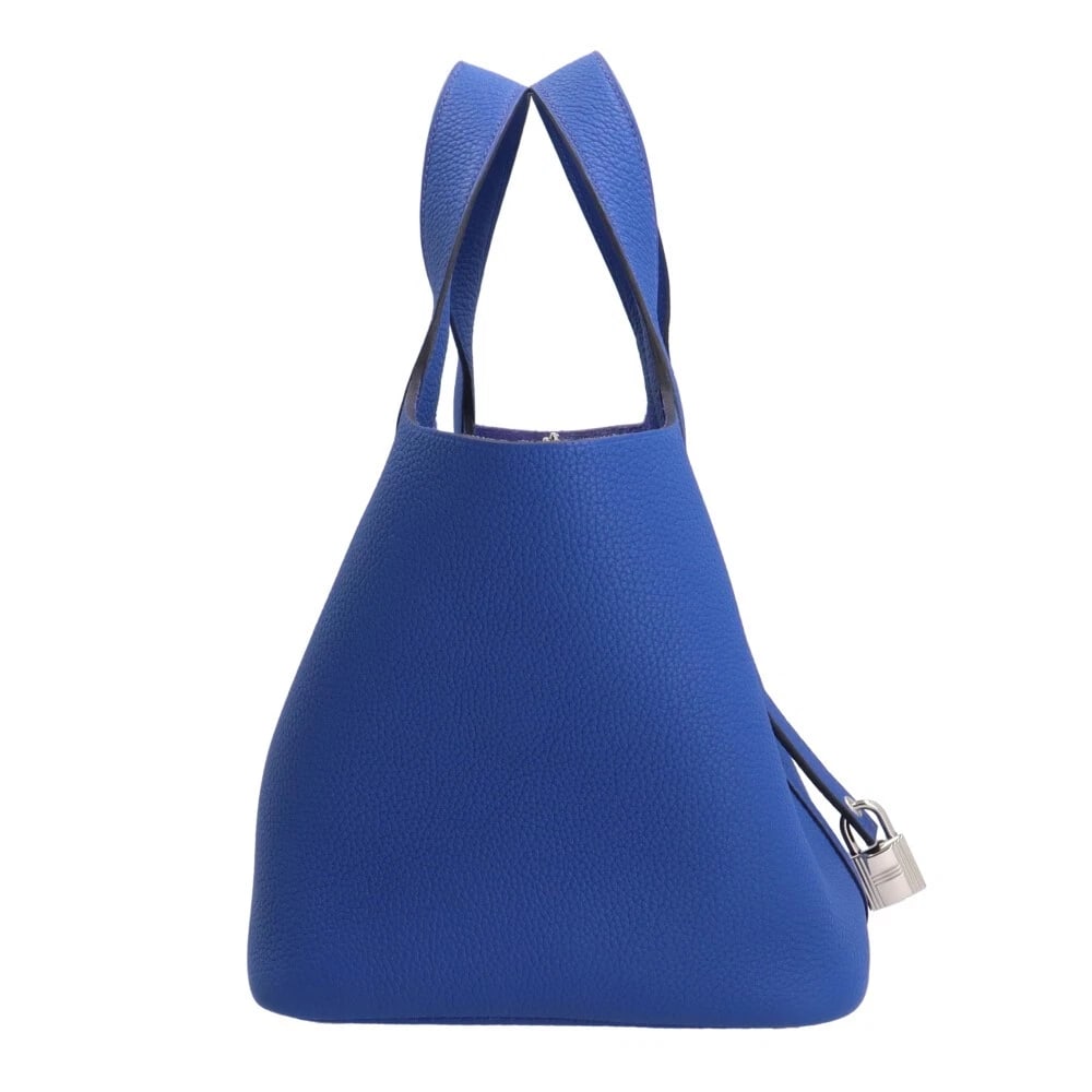 HERMES HANDBAG TAURILLON CLEMENCE PICOTAN LOCK PM: HERMES Handbag Taurillon Clemence Picotan Lock PM Brand: HERMES Type/Style: Handbag Material: Exterior Material Taurillon Clemence Color: Exterior color blue Size: W7.5 x H7.5 x D5.5inch Handle:7.1inc