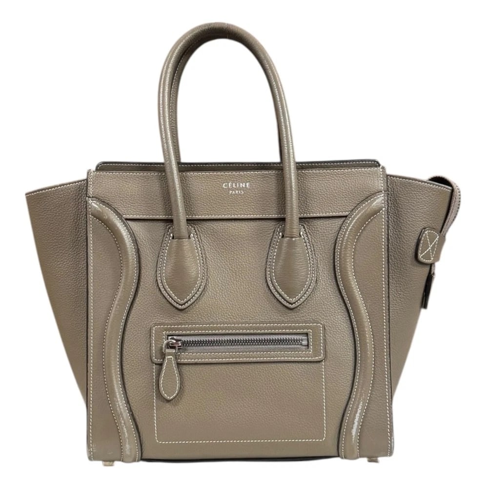 CELINE HANDBAG LEATHER LUGGAGE MICRO SHOPPER: CELINE Handbag leather Luggage micro shopper Brand: CELINE Type/Style: Handbag Material: Exterior Material leather Color: Exterior color gray Size: W10.2 x H10.0 x D5.3inchHandle:16.9inch Accessor