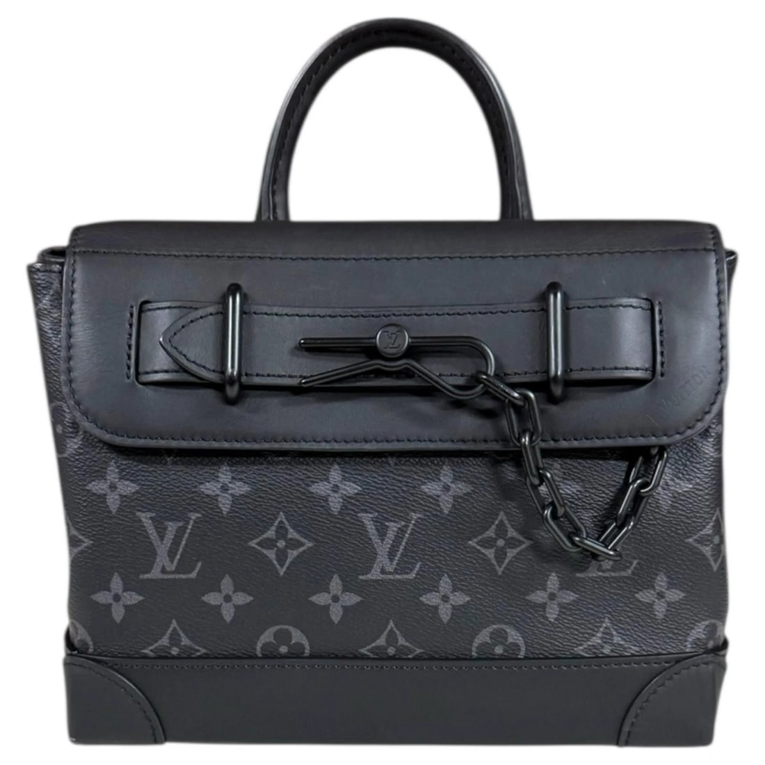 LOUIS VUITTON HANDBAG MONOGRAM ECLIPSE STEAMER PM: LOUIS VUITTON Handbag Monogram Eclipse Steamer PM Brand: LOUIS VUITTON Type/Style: Handbag Material: Exterior Material Monogram Eclipse Color: Exterior color black Size: W9.8 x H7.5 x D3.1inch Handle: