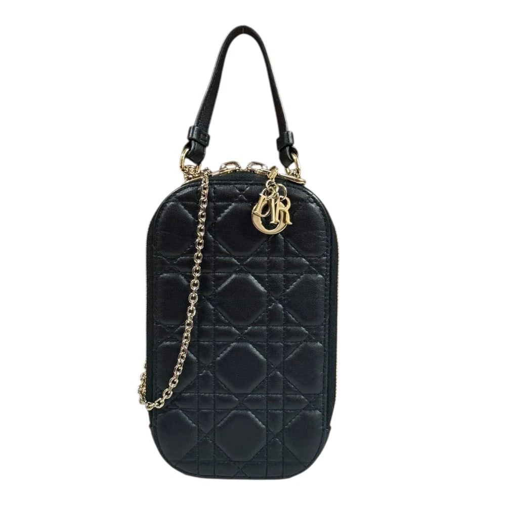 DIOR SHOULDERBAG LAMBSKIN CHAIN PHONE FOLDER LADY DIOR: Dior ShoulderBag lambskin Chain Phone Folder Lady Dior Brand: Dior Type/Style: Shoulder Bag Material: Exterior Material lambskin Color: Exterior color black Size: W4.1 x H7.1 x D1.0inch