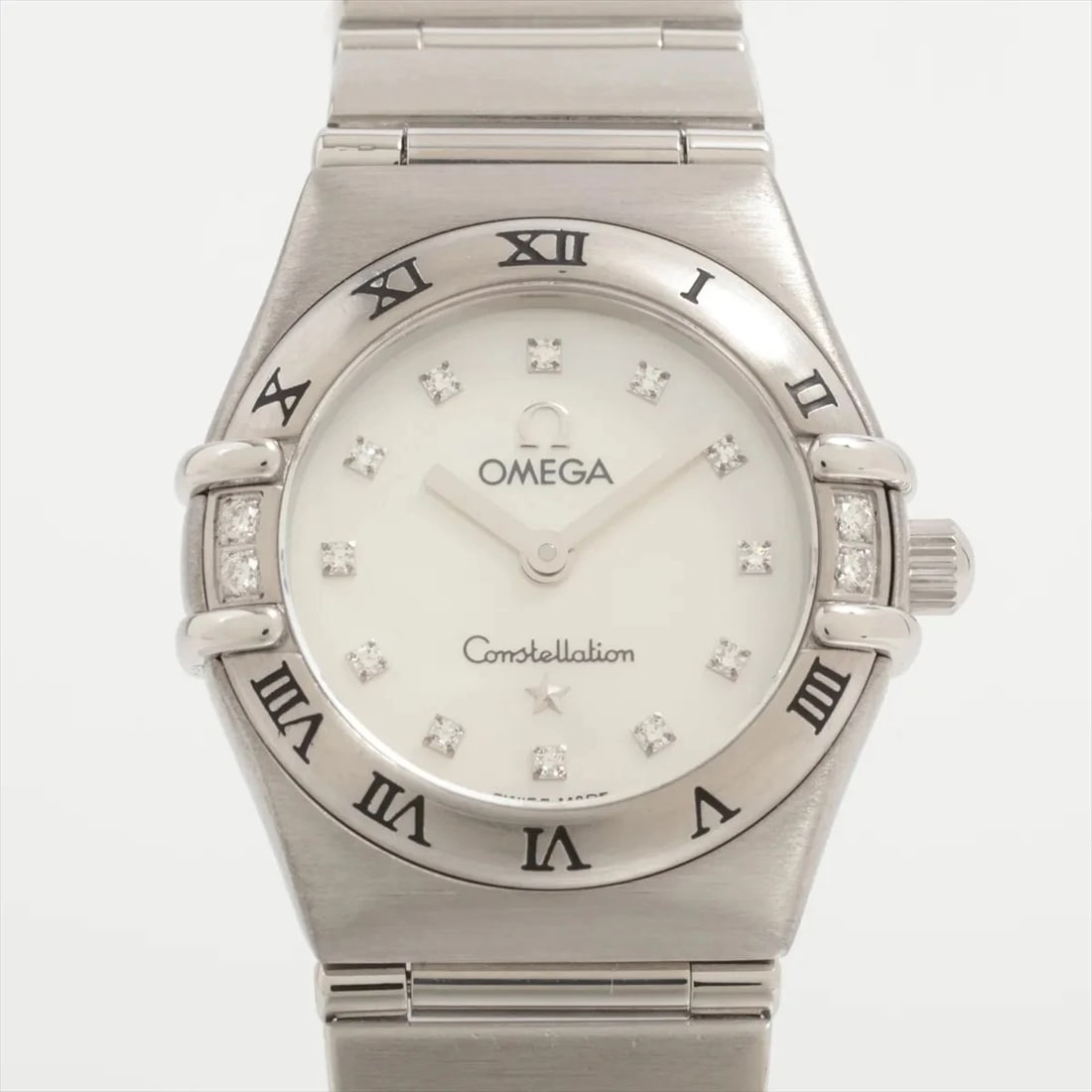 OMEGA CONSTELLATION SS QZ SHELL WATCH: Omega Constellation Ss Qz Shell Watch Brand: Omega Type/Style: Wristwatch Material: SS Color: Dial Color shells Size: Case:W0.8 x H0.8inch / W22 x H22 Circumference of Wrist:5.7inch / 14.5