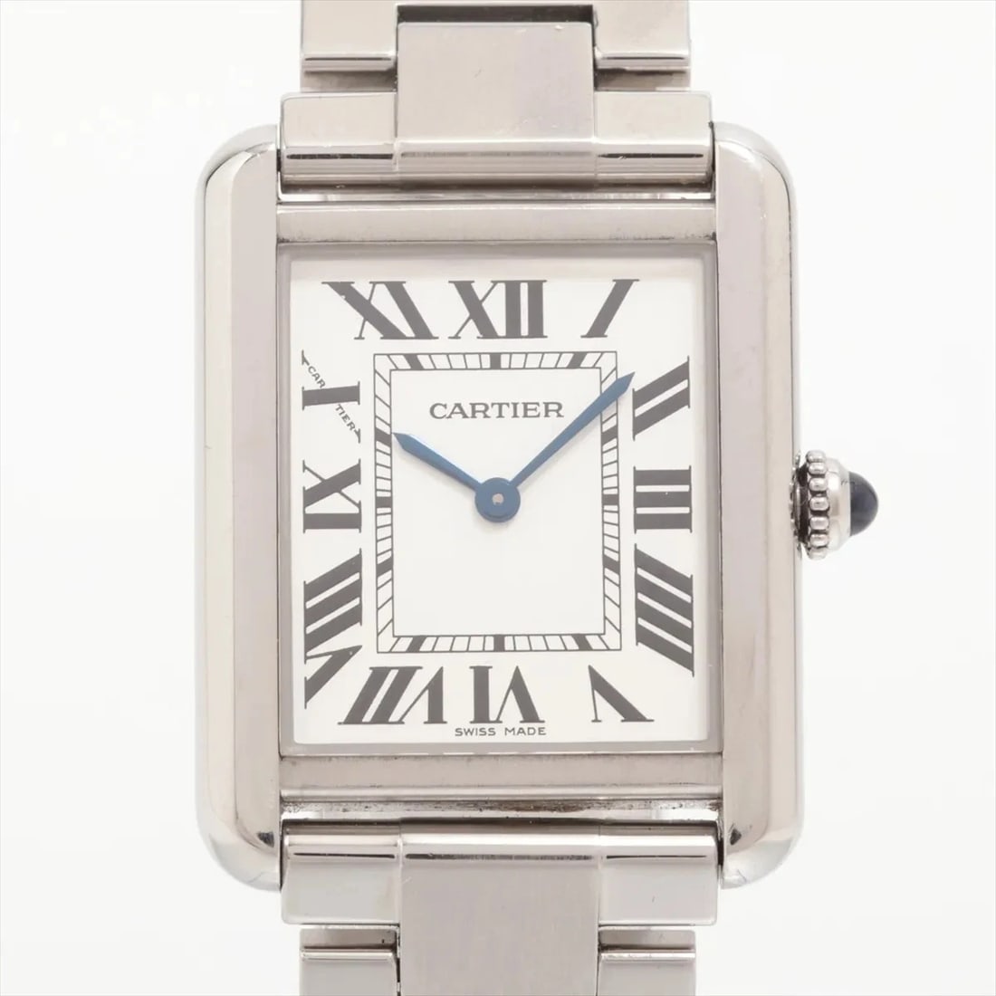 CARTIER TANK SOLO SM SS QZ SILVER WATCH: Cartier Tank Solo Sm Ss Qz Silver Watch Brand: Cartier Type/Style: Wristwatch Material: SS Color: Dial Color Silver Size: Case:W0.8 x H1.2inch / W24 x H31 Circumference of Wrist:5.5inch / 14 Acces