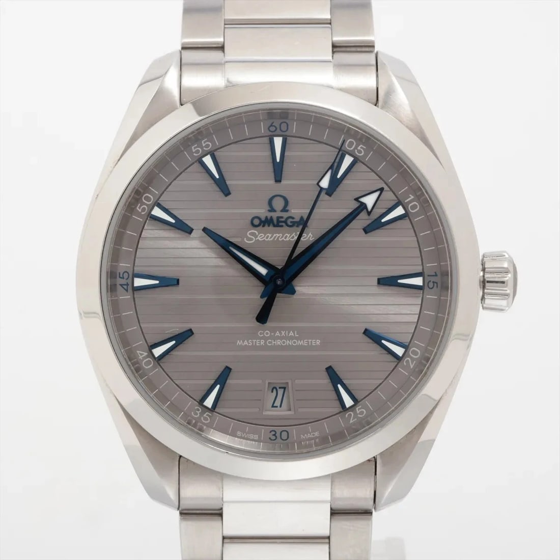 OMEGA SEAMASTER AQUA TERRA AT SILVER WATCH: Omega Seamaster Aqua Terra At Silver Watch Brand: Omega Type/Style: Wristwatch Material: SS Color: Dial Color Silver Size: Case:W1.6 x H1.6inch / W40 x H40 Circumference of Wrist:6.7inch / 17