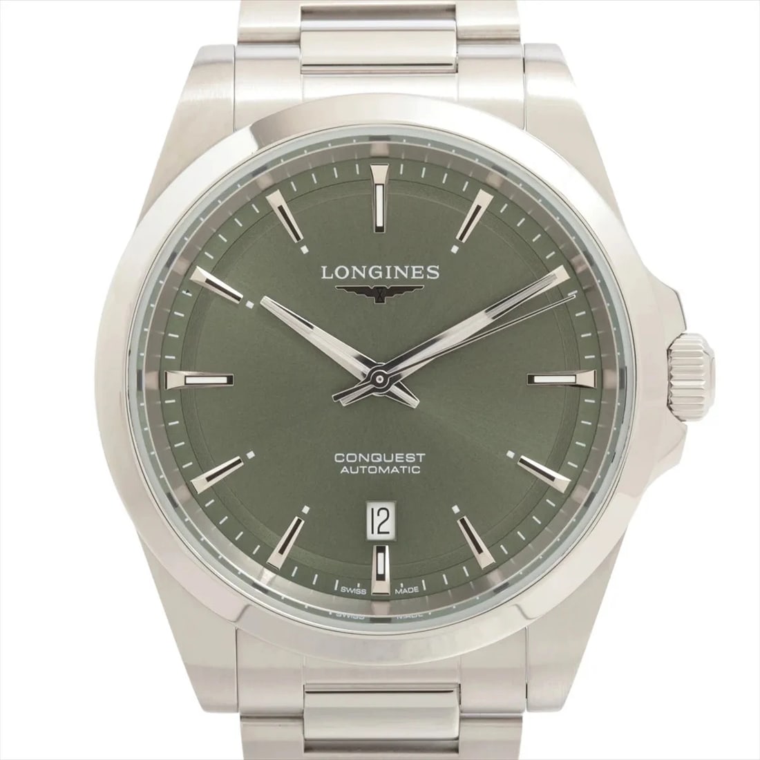 LONGINES CONQUEST SS AT GREEN WATCH: Longines Conquest Ss At Green Watch Brand: Longines Type/Style: Wristwatch Material: SS Color: Dial Color Green Size: Case:W1.6 x H1.6inch / W41 x H41 Circumference of Wrist:7.7inch / 19.5
