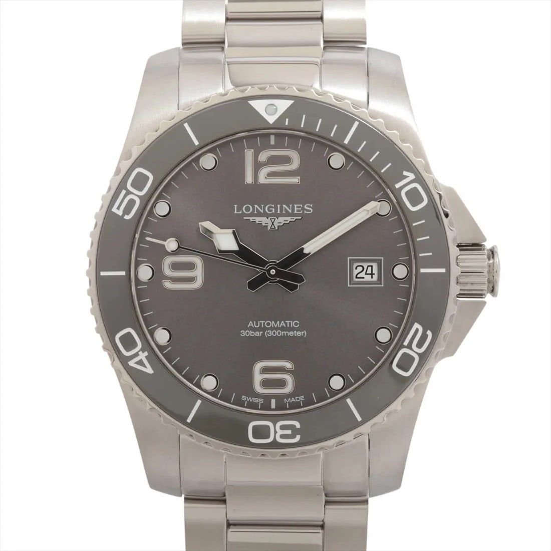 LONGINES HYDRO CONQUEST SS AT GRAY WATCH: Longines Hydro Conquest Ss At Gray Watch Brand: Longines Type/Style: Wristwatch Material: SS Color: Dial Color Gray Size: Case:W1.6 x H1.6inch / W41 x H41 Circumference of Wrist:8.3inch / 21 Acces