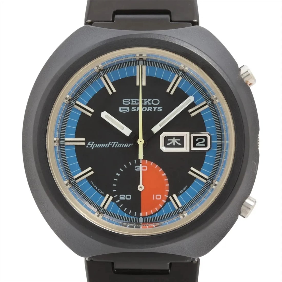 SEIKO SPEED TIMER SS AT BLACK DIAL WATCH: Seiko Speed Timer Ss At Black Dial Watch Brand: Seiko Type/Style: Wristwatch Material: SS Color: Dial Color Black Size: Case:W1.6 x H1.6inch / W41 x H41 Circumference of Wrist:7.1inch / 18