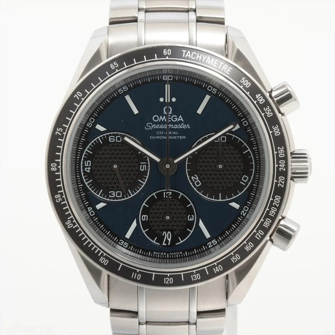 OMEGA SPEEDMASTER SS AT BLUE DIAL WATCH: Omega Speedmaster Ss At Blue Dial Watch Brand: Omega Type/Style: Wristwatch Material: SS Color: Dial Color Blue Size: Case:W1.2 x H1.2inch / W38 x H38 Circumference of Wrist:5.9inch / 15 Accessori
