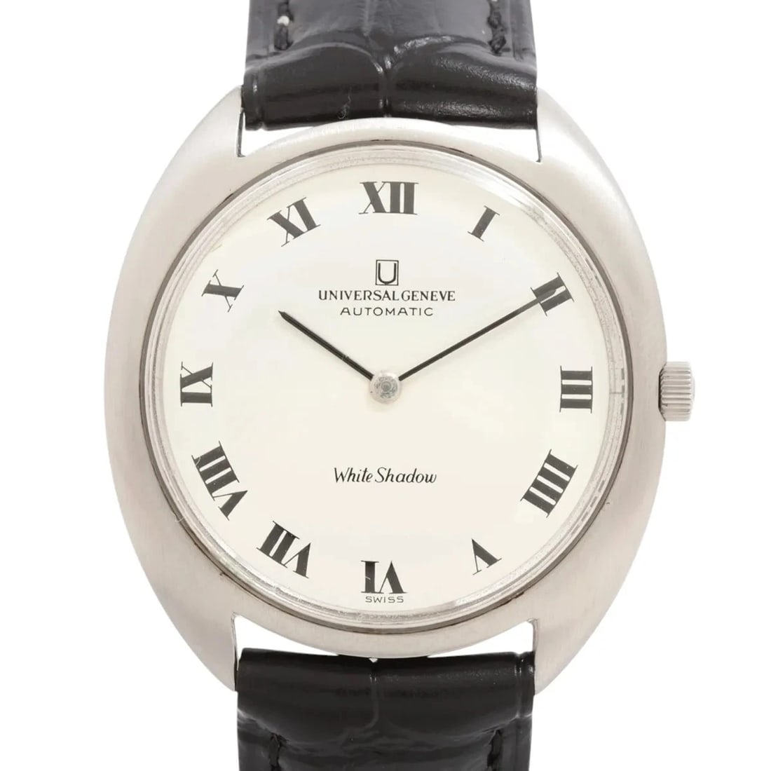 UNIVERSAL GENEVE WHITE EXTERNAL SS X EXTERNAL LEATHER AT WHITE WATCH (1 of 4)