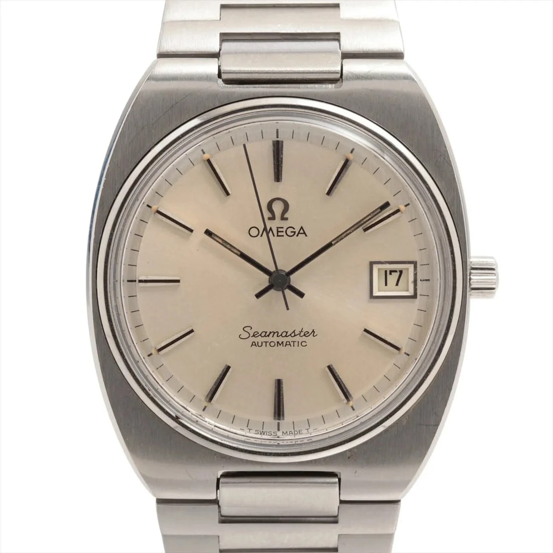 OMEGA SEAMASTER SS AT SILVER WATCH: Omega Seamaster Ss At Silver Watch Brand: Omega Type/Style: Wristwatch Material: SS Color: Dial Color Silver Size: Case:W1.2 x H1.2inch / W33 x H33 Circumference of Wrist:7.1inch / 18 Accessories: