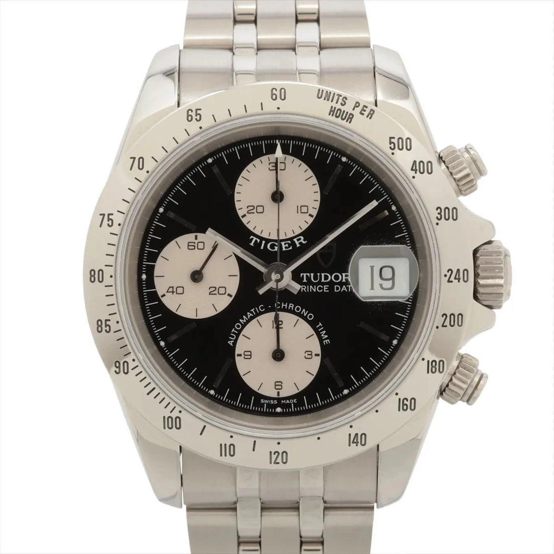 TUDOR CHRONO TIME PRINCESS DATE TIGER SS AT BLACK DIAL WATCH: Tudor Chrono Time Princess Date Tiger Ss At Black Dial Watch Brand: Tudor Type/Style: Wristwatch Material: SS Color: Dial Color Black Size: Case:W1.2 x H1.2inch / W39 x H39 Circumference of Wrist:6.7i
