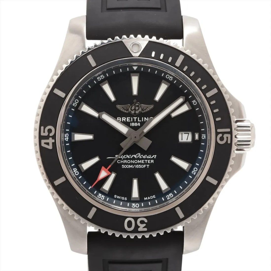 BREITLING SUPEROCEAN AUTOMATIC 42 SS & RUBBER AT WATCH: Breitling Superocean Automatic 42 Ss & Rubber At Watch Brand: Breitling Type/Style: Wristwatch Material: SS & Rubber Color: Dial Color Black Size: Case:W1.6 x H1.6inch / W42 x H42 Circumference of Wri