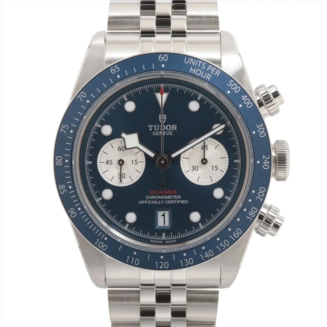 TUDOR BLACK BAY CHRONO TUDOR BOUTIQUE SS AT BLUE DIAL WATCH: Tudor Black Bay Chrono Tudor Boutique Ss At Blue Dial Watch Brand: Tudor Type/Style: Wristwatch Material: SS Color: Dial Color Blue Size: Case:W1.6 x H1.6inch / W41 x H41 Circumference of Wrist:7.7inc