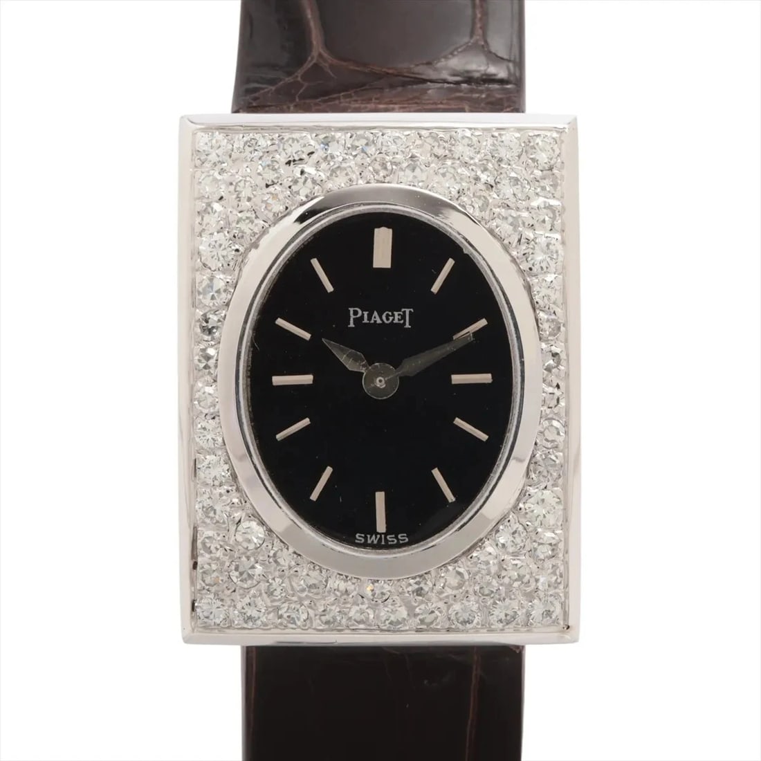 PIAGET WG X EXTERNAL LEATHER STEM-WINDER BLACK DIAL WATCH (1 of 4)