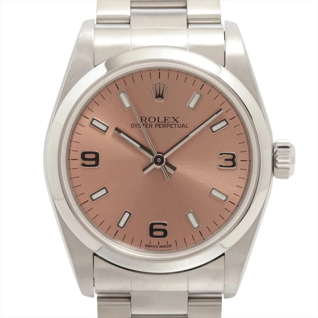 ROLEX OYSTER PERPETUAL SS AT PINK WATCH: Rolex Oyster Perpetual Ss At Pink Watch Brand: Rolex Type/Style: Wristwatch Material: SS Color: Dial Color Pink Size: Case:W1.2 x H1.2inch / W31 x H31 Circumference of Wrist:5.7inch / 14.5 Accesso