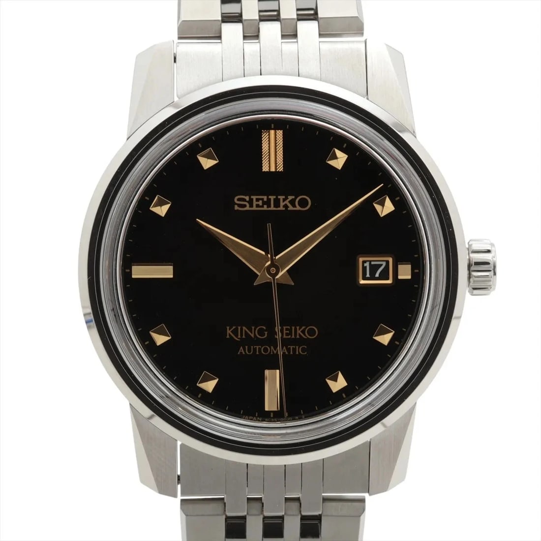 SEIKO KING SEIKO BEAMS SS AT BLACK WATCH: Seiko King Seiko Beams Ss At Black Watch Brand: Seiko Type/Style: Wristwatch Material: SS Color: Dial Color Black Size: Case:W1.2 x H1.6inch / W38.6 x H45.8 Circumference of Wrist:7.7inch / 19.5 A