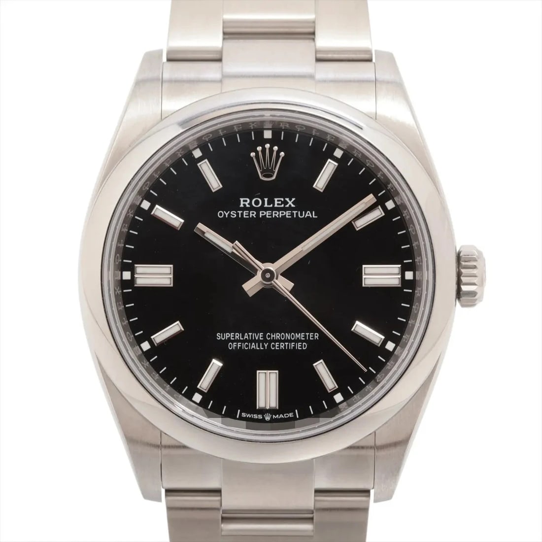 ROLEX OYSTER PERPETUAL 36 SS AT BLACK DIAL WATCH: Rolex Oyster Perpetual 36 Ss At Black Dial Watch Brand: Rolex Type/Style: Wristwatch Material: SS Color: Dial Color Black Size: Case:W1.2 x H1.2inch / W36 x H36 Circumference of Wrist:7.3inch / 18.5