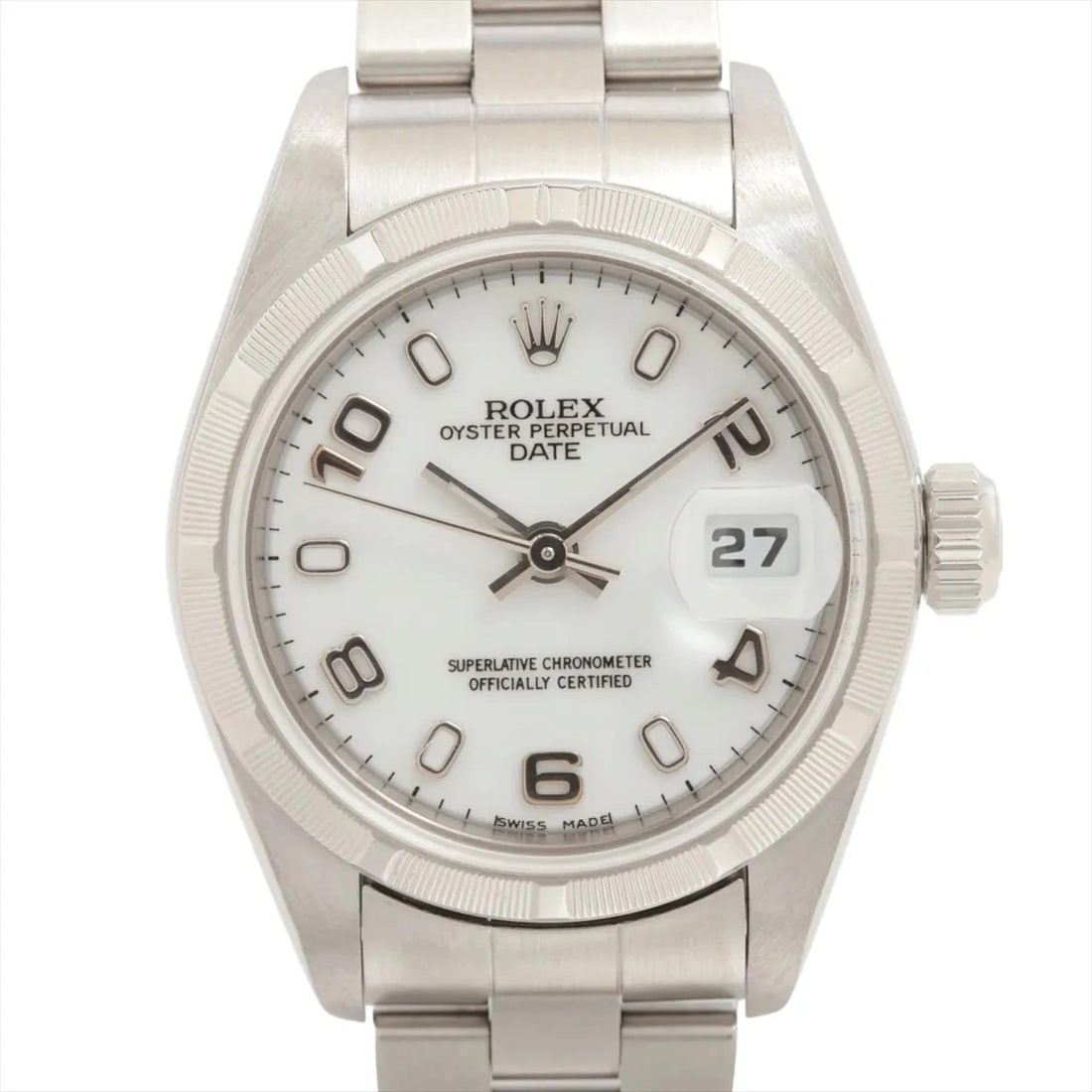 ROLEX OYSTER PERPETUAL DATE SS AT WHITE DIAL WATCH: Rolex Oyster Perpetual Date Ss At White Dial Watch Brand: Rolex Type/Style: Wristwatch Material: SS Color: Dial Color White Size: Case:W0.8 x H0.8inch / W24 x H24 Circumference of Wrist:6.5inch / 16.5