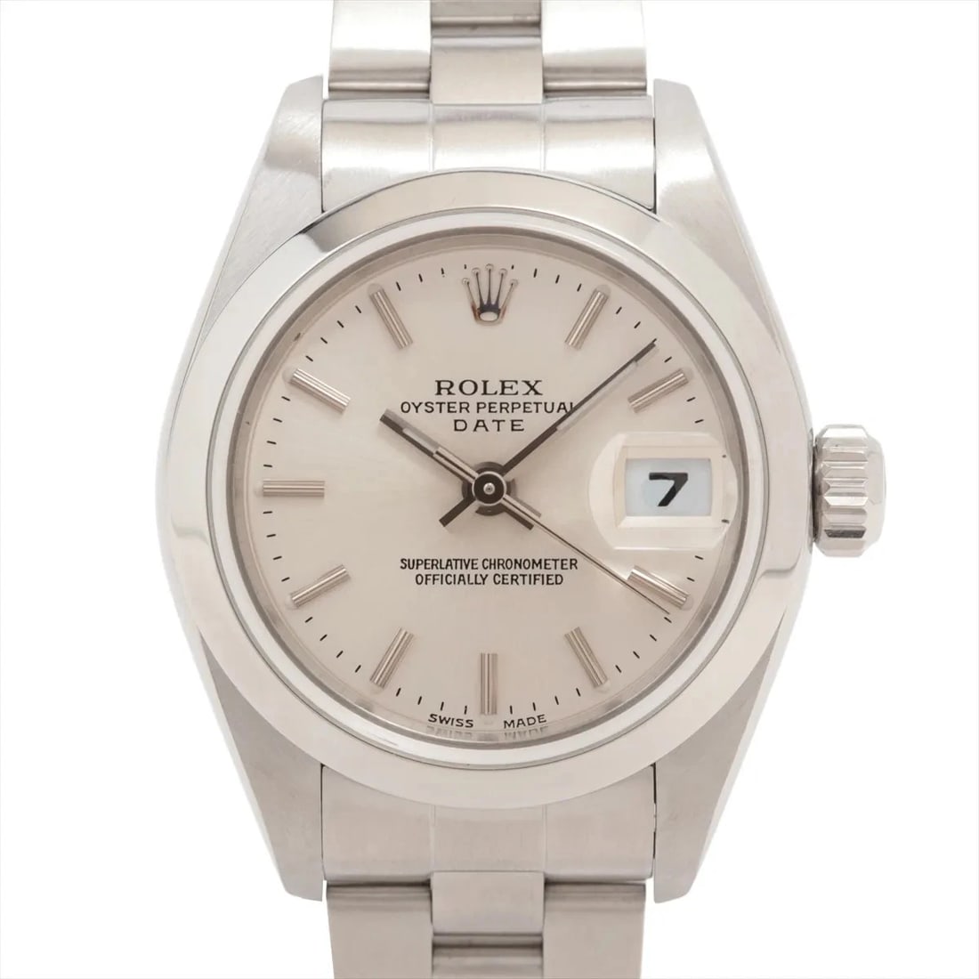 ROLEX OYSTER PERPETUAL DATE SS AT SILVER WATCH: Rolex Oyster Perpetual Date Ss At Silver Watch Brand: Rolex Type/Style: Wristwatch Material: SS Color: Dial Color Silver Size: Case:W0.8 x H0.8inch / W26 x H26 Circumference of Wrist:6.1inch / 15.5