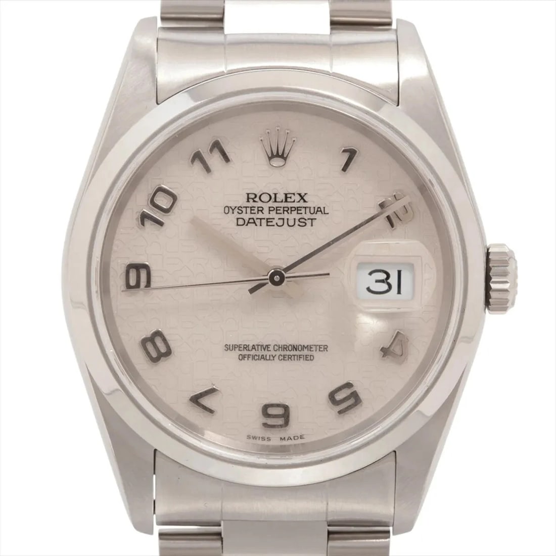 ROLEX DATEJUST SS AT IVORY ENGRAVED COMPUTER DIAL WATCH (1 of 3)