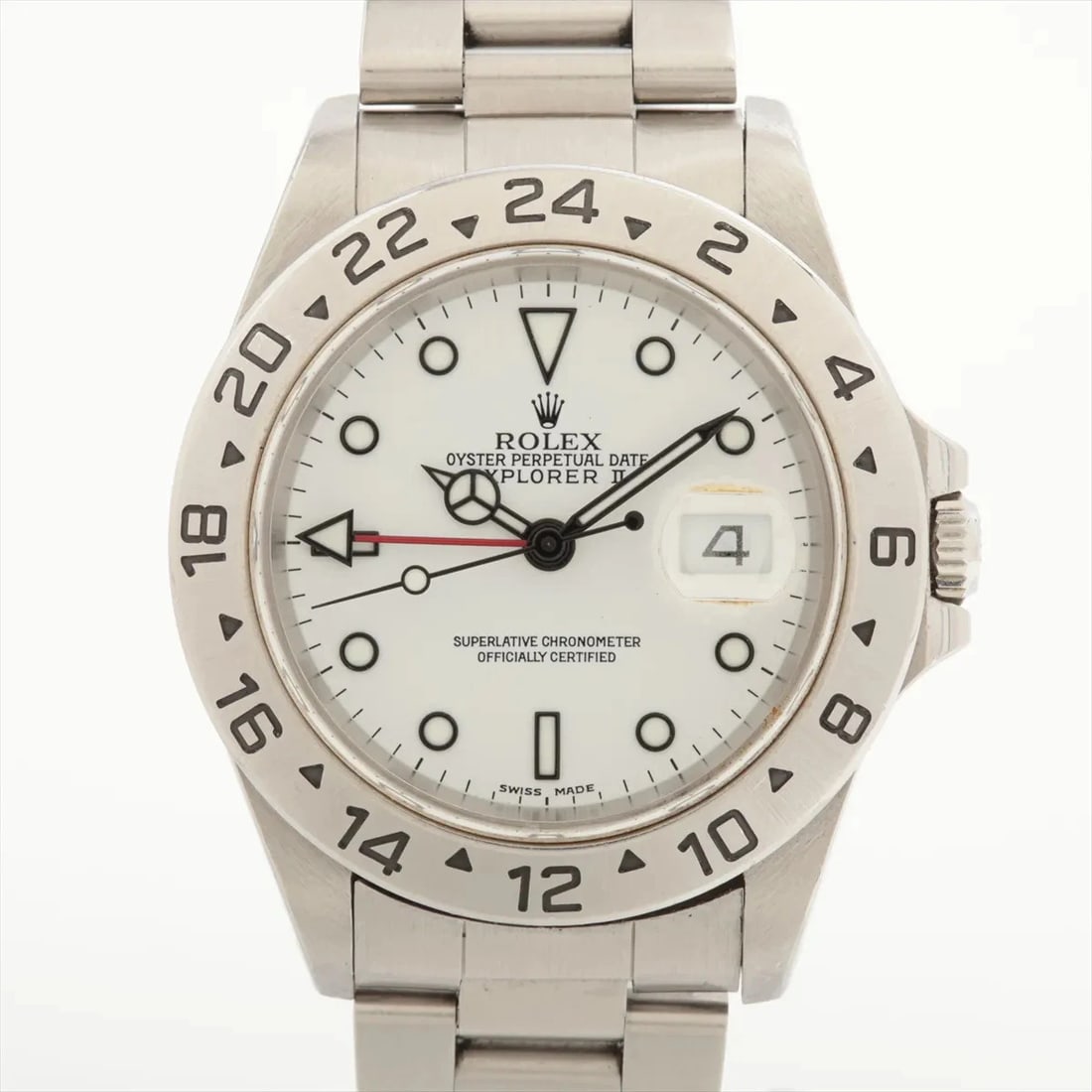 ROLEX EXPLORER II SS AT WHITE DIAL WATCH: Rolex Explorer Ii Ss At White Dial Watch Brand: Rolex Type/Style: Wristwatch Material: SS Color: Dial Color White Size: Case:W1.6 x H1.6inch / W40 x H40 Circumference of Wrist:7.1inch / 18 Accesso